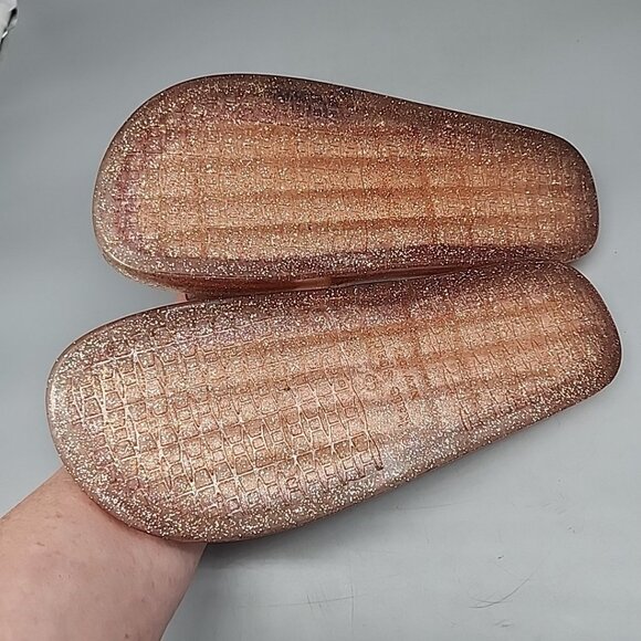Kate Spade Splash Glitter Rubber Jelly Slip On Sandals Sz 8 Slides Pink Gold - Picture 4 of 4